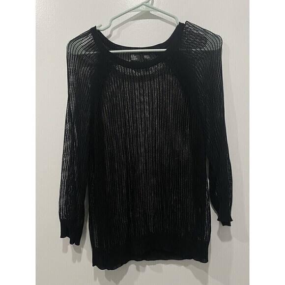 Eileen Fisher The Fisher Project Black Knit Netted Blend Sweater Size Small - Picture 1 of 5